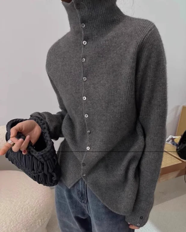 Soft Cashmere Buttoned Knit Cardigan