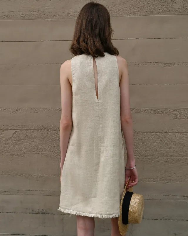 Casual Round Neck Sleeveless A-Line Tassel Dress