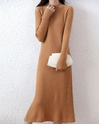 Ribbed Merino Wool Midi Dress