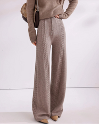 Cable-Knit Wool Wide-Leg Pants