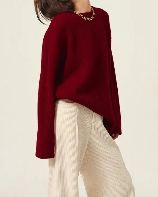 Crew Neck Cashmere Loose Retro Sweater