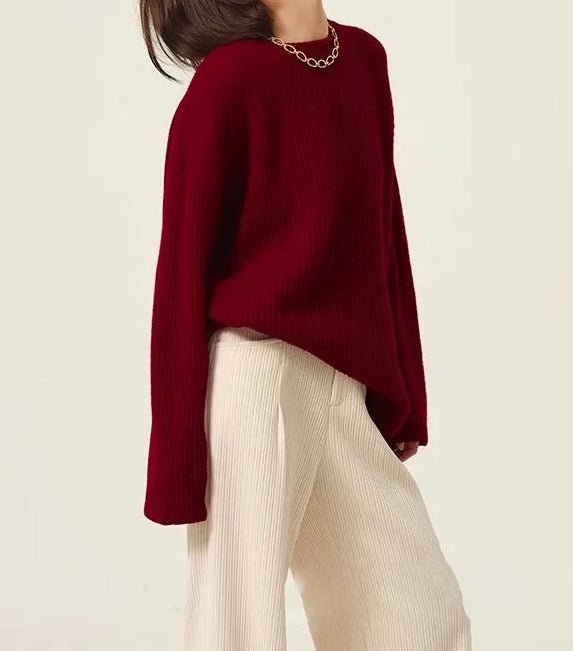 High-Neck Cashmere Loose Retro Sweater