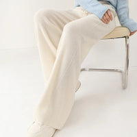 100% Merino Wool Knitted Wide Leg Trousers