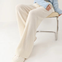 100% Wool Knitted Straight Leg Pants