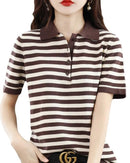 Striped Cotton Polo Knit Tee