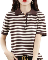Striped Cotton Polo Knit Tee
