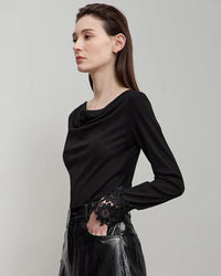 Simple Solid Color Asymmetrical Neckline Top