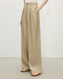 Linen Blend High-Waist Wide-Leg Pants