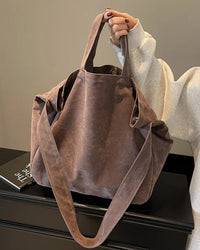 Vintage Suede Shoulder Tote Bag