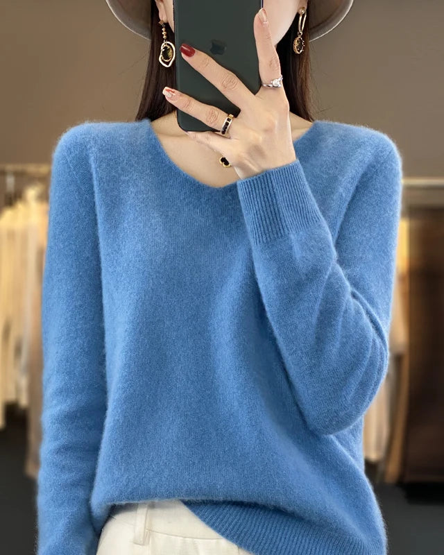 Extrafine Merino Wool V-Neck Sweater