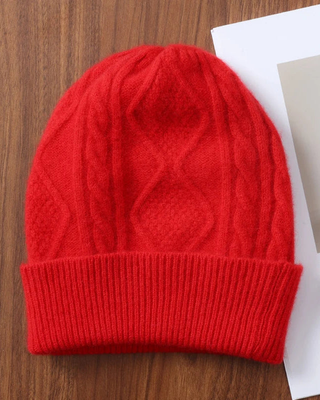 Diamond-Knit Wool Beanie