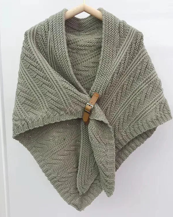 Textured Knit Triangle Shoulder Shawl