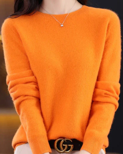 Merino Wool O-Neck Knit Sweater