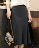 Merino Wool Knit Trumpet Midi Skirt