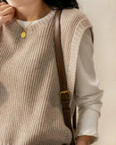 Solid Round Neck Knit Vest