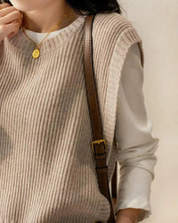 Solid Round Neck Knit Vest