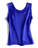 Crew-Neck Sleeveless Silk Top