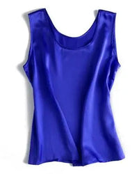 Crew-Neck Sleeveless Silk Top