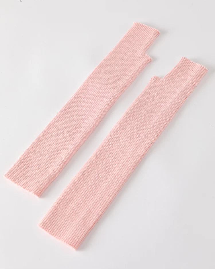 Wool Blend Knit Long Arm Warmers