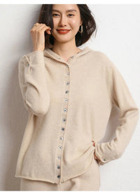 Cashmere Knitted Hooded Cardigan
