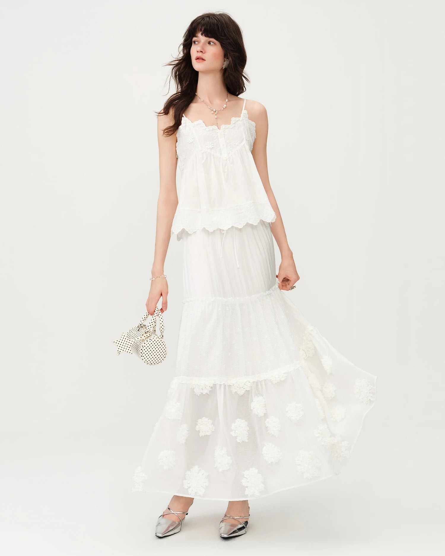 Embroidered Cotton Knit Camisole Top