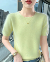 Mink Cashmere Short Sleeve Sweater
