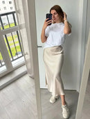 Side-Slit Satin Maxi Dress