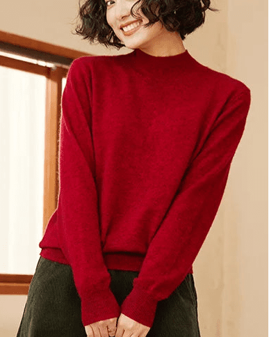 Cashmere Mock Neck Knitted Sweater