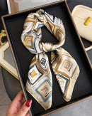 Floral Print Satin Square Scarf