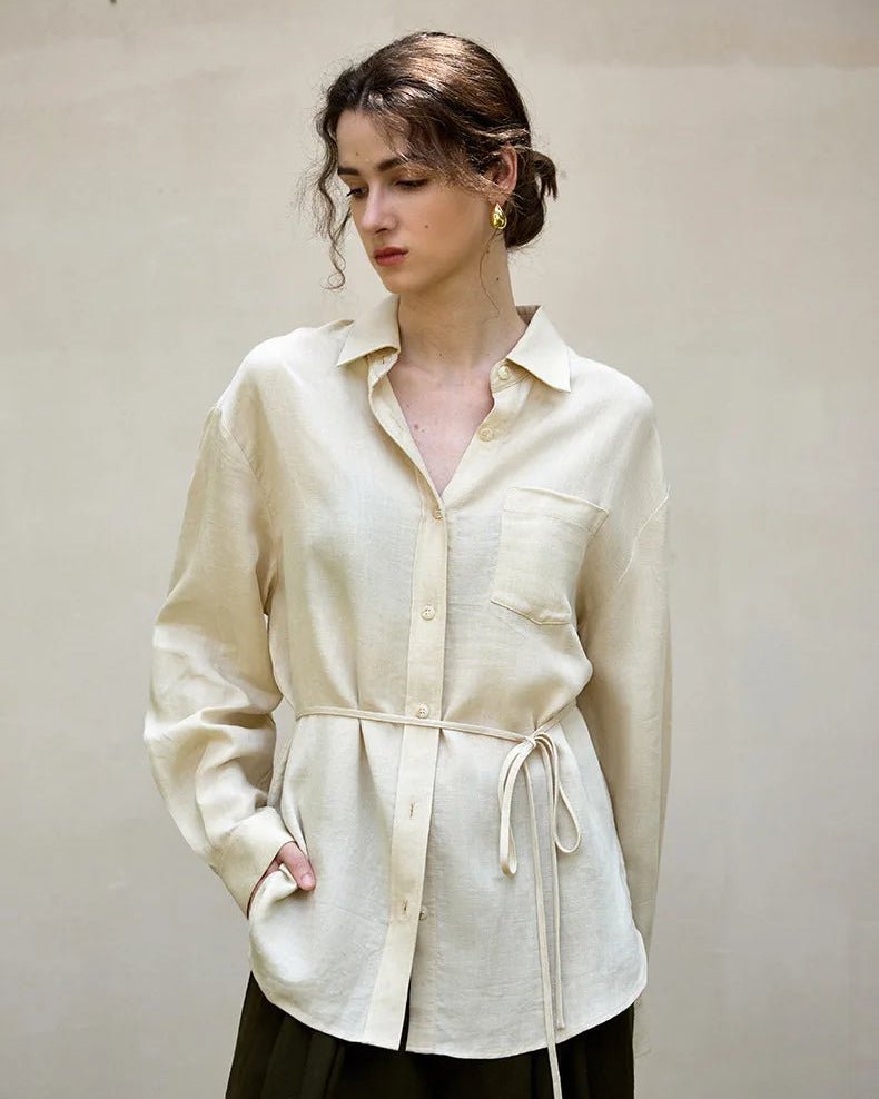 Elegant Lapel Single-Breasted Ol Shirt