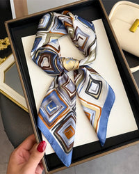 Floral Print Satin Square Scarf