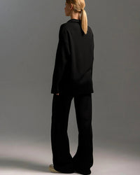 Polo Neck Sweater & Wide Leg Pants Set
