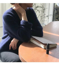 Gentle Herd Slouchy V-neck Wool Sweater