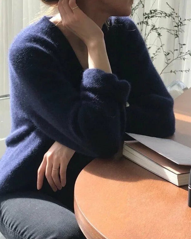 Gentle Herd Slouchy V-neck Wool Sweater