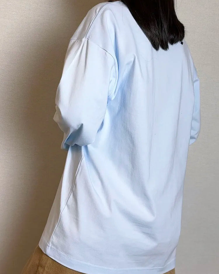 Relaxed Cotton Long Sleeve Essential Tee