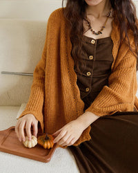 Scalloped Open-Knit Cardigan
