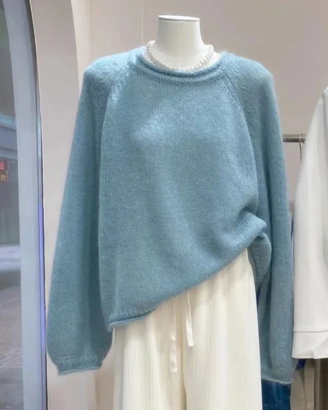 Wool Round Neck Knit Sweater