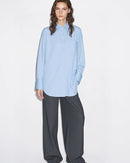 Simple Commuter Lapel Drop Shoulder Sleeve Shirt