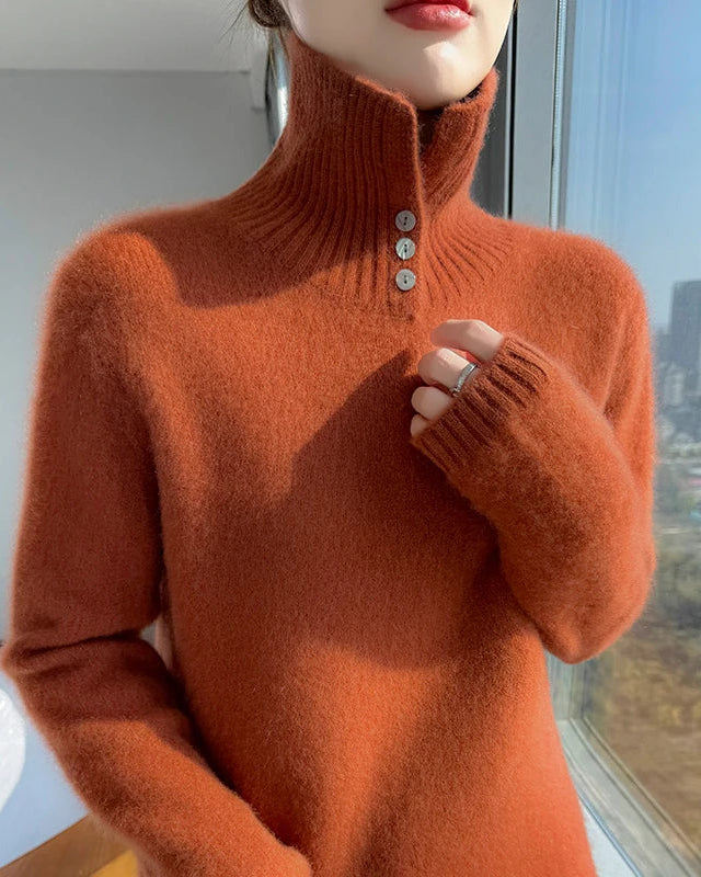 Thick Merino Wool Zip Turtleneck Sweater