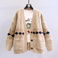 Vintage Plaid Single Breasted Cardigan