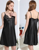 Lace-Trim Satin Mini Slip Nightgown