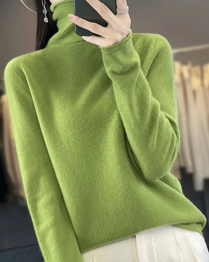 Seamless Merino Wool Turtleneck Sweater
