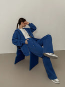 Oversized Fleece Hooded Sweatshirt Tracksuits