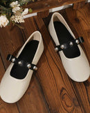 Soft Flat Shoes With Rivet Buckles