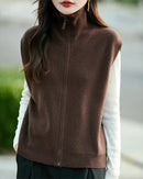 High-Neck Merino Wool Zip Vest