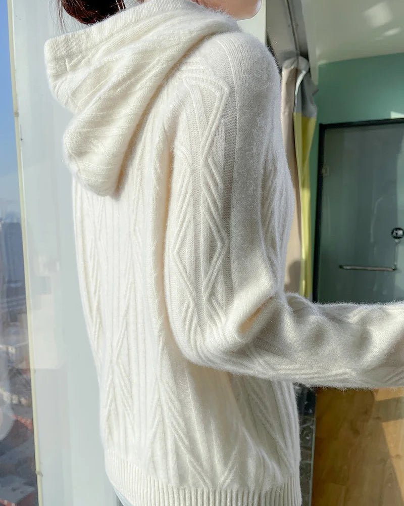 Stylish Wool Knitted Hooded Sweatshirt