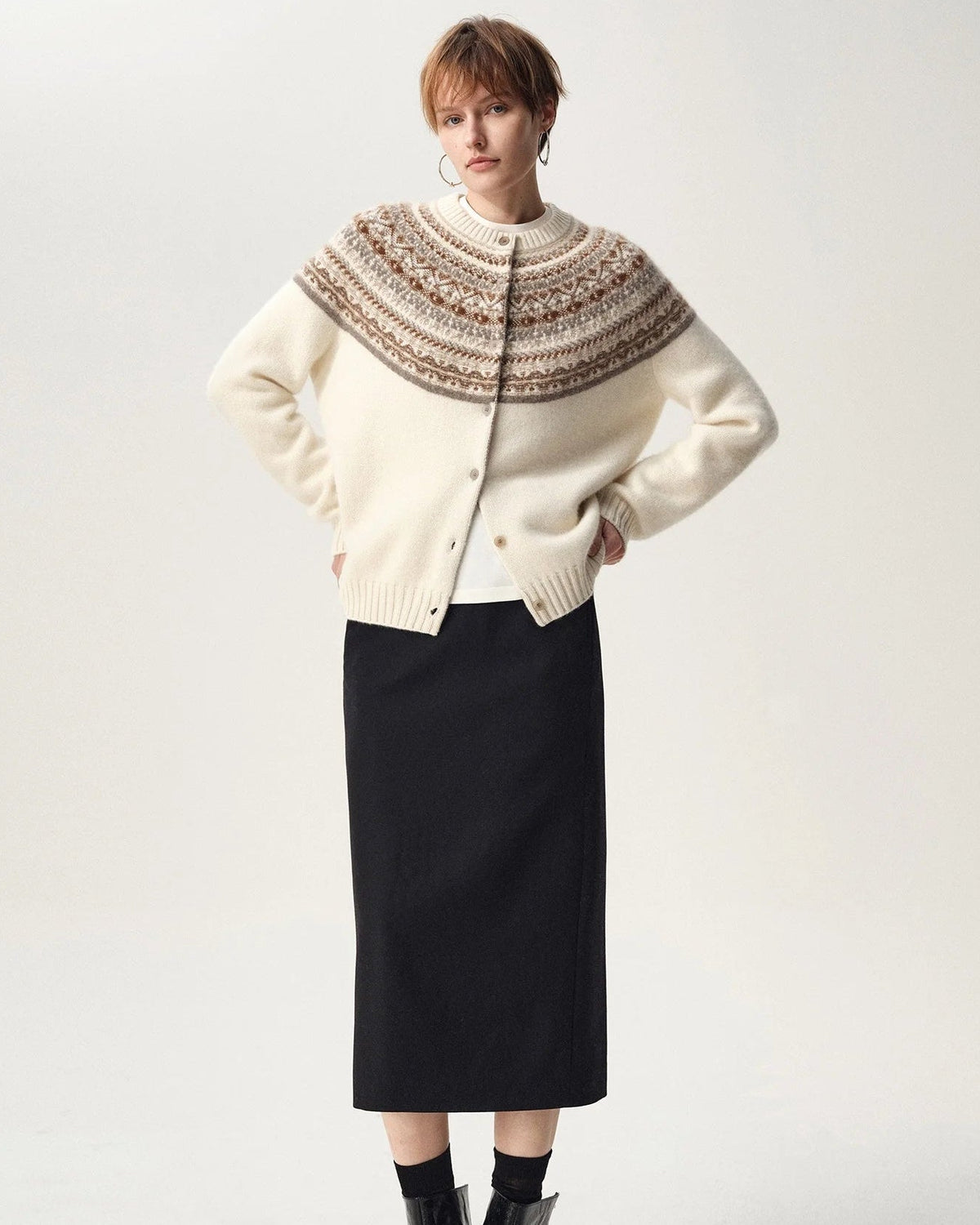 Fair Isle Merino Wool Cardigan