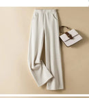 Elastic Waist Corduroy Fleece Wide leg Pants