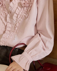 Hand-Sewn Rose Lantern-Sleeve Shirt