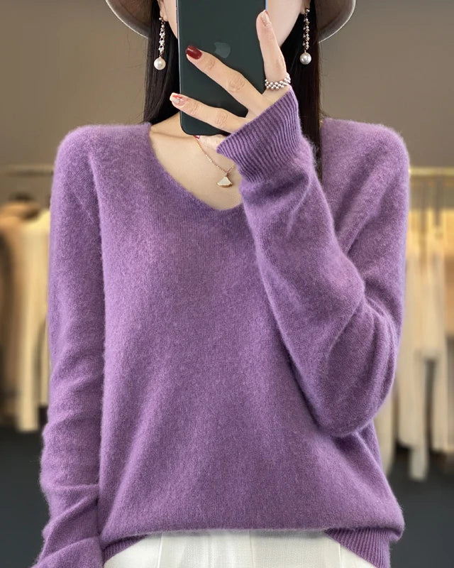 Extrafine Merino Wool V-Neck Sweater